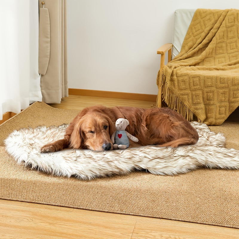 Luxury Faux Fur 5 Inches Thick Super Soft Memory Foam Dog Bed With Soft Removable Orthopedic Dog Bed Cover And Waterproof Liner