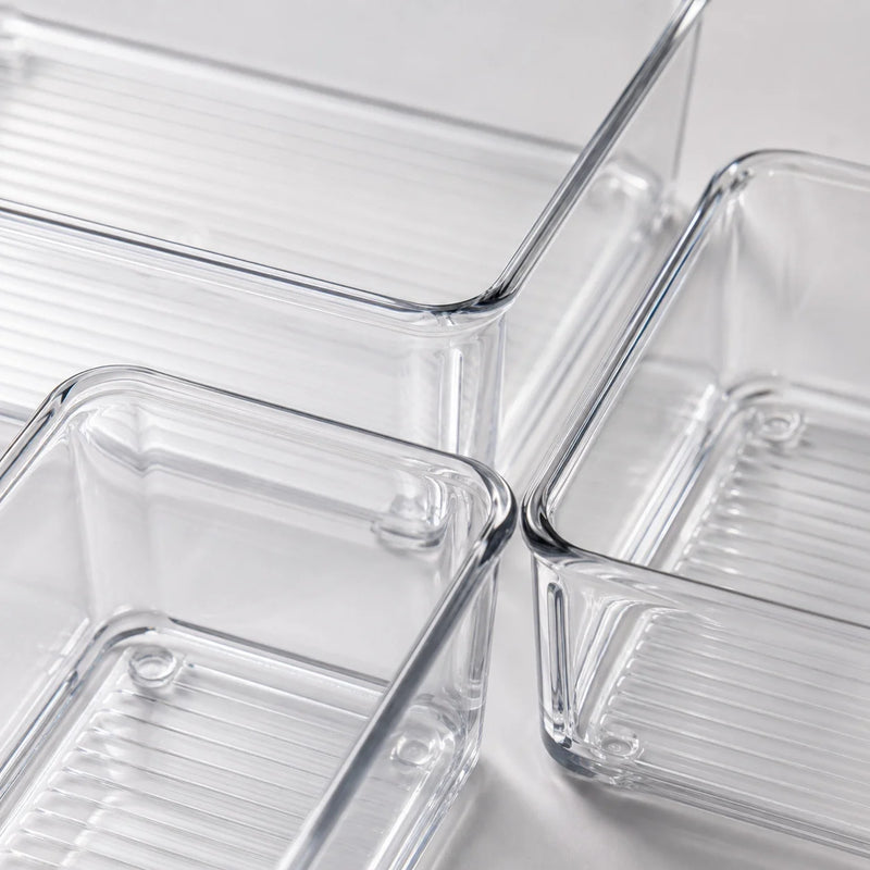 6-Piece Clear Plastic Drawer Organiser Tray Set, Assorted Sizes