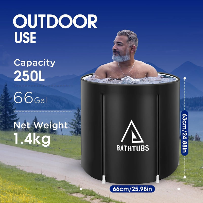 Portable Foldable Bathtub for Adults | Freestanding Soaking Tub for Small Bathrooms