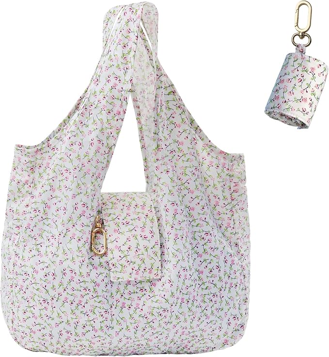 Foldable Keychain Tote Bag – Compact Reusable Floral Bag MY MODERN MART