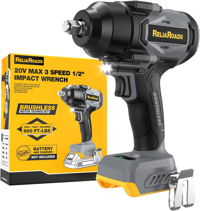 ReliaRoads 1/2" Cordless Impact Wrench – 900 Ft-lbs DeWalt