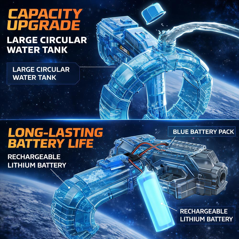 Electric Water Gun – Automatic Rechargeable Water Blaster with LED Lights