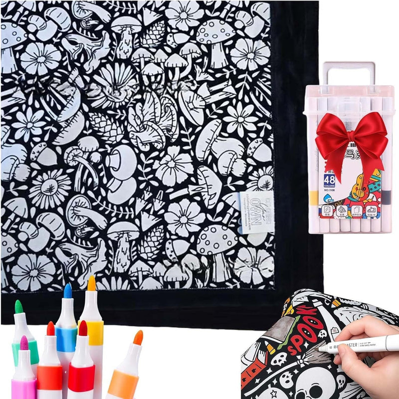 DIY Coloring Blanket with Washable Markers for Kids