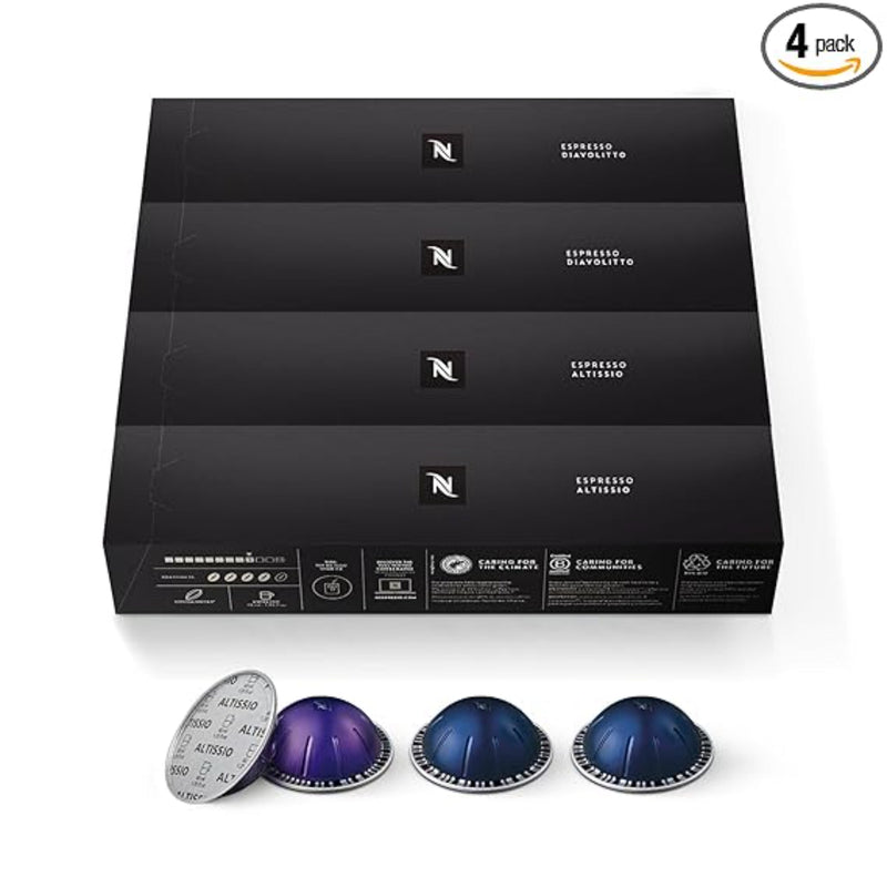 Nespresso Capsules Vertuo, Espresso Bold Variety Pack, Medium and Dark Roast Coffee, 40-Count Espresso Pods, Brews 1.35oz.