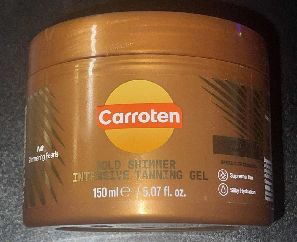 Carroten Gold Shimmer Intensive Tanning Gel – Sun Tan Accelerator with Shimmering Pearls | 5.07 oz | Made in Greece