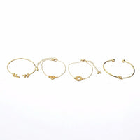 Bohemia Leaf Knot Hand Cuff Link Chain Charm Bracelet