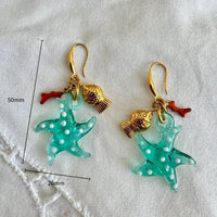 Big Starfish Small Goldfish Seahorse Coral Earrings Stainless Steel Material