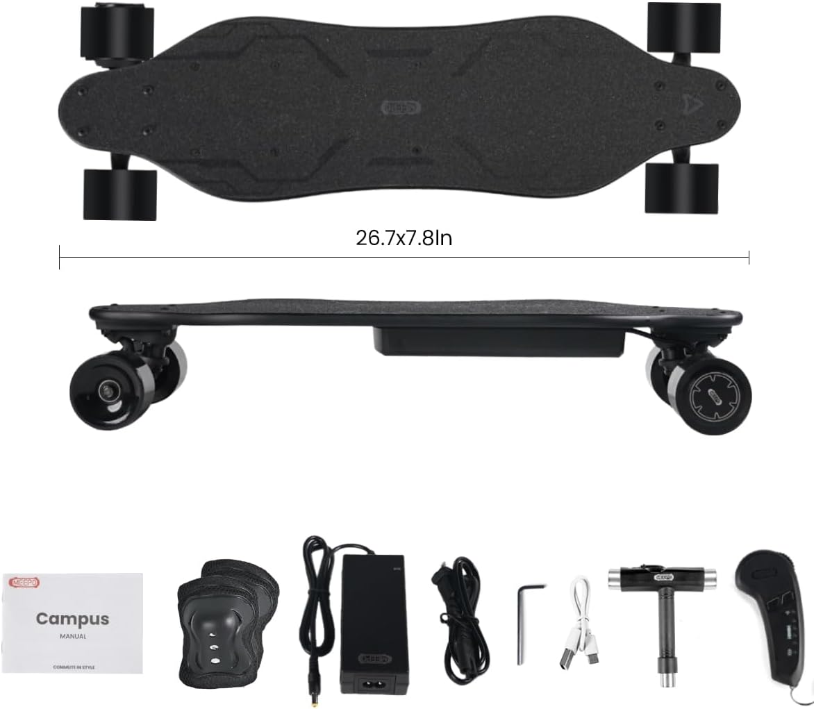 Meepo Campus Electric Skateboard | Beginner E-Skateboard with Remote, 15.5 mph