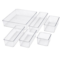 6-Piece Clear Plastic Drawer Organiser Tray Set, Assorted Sizes