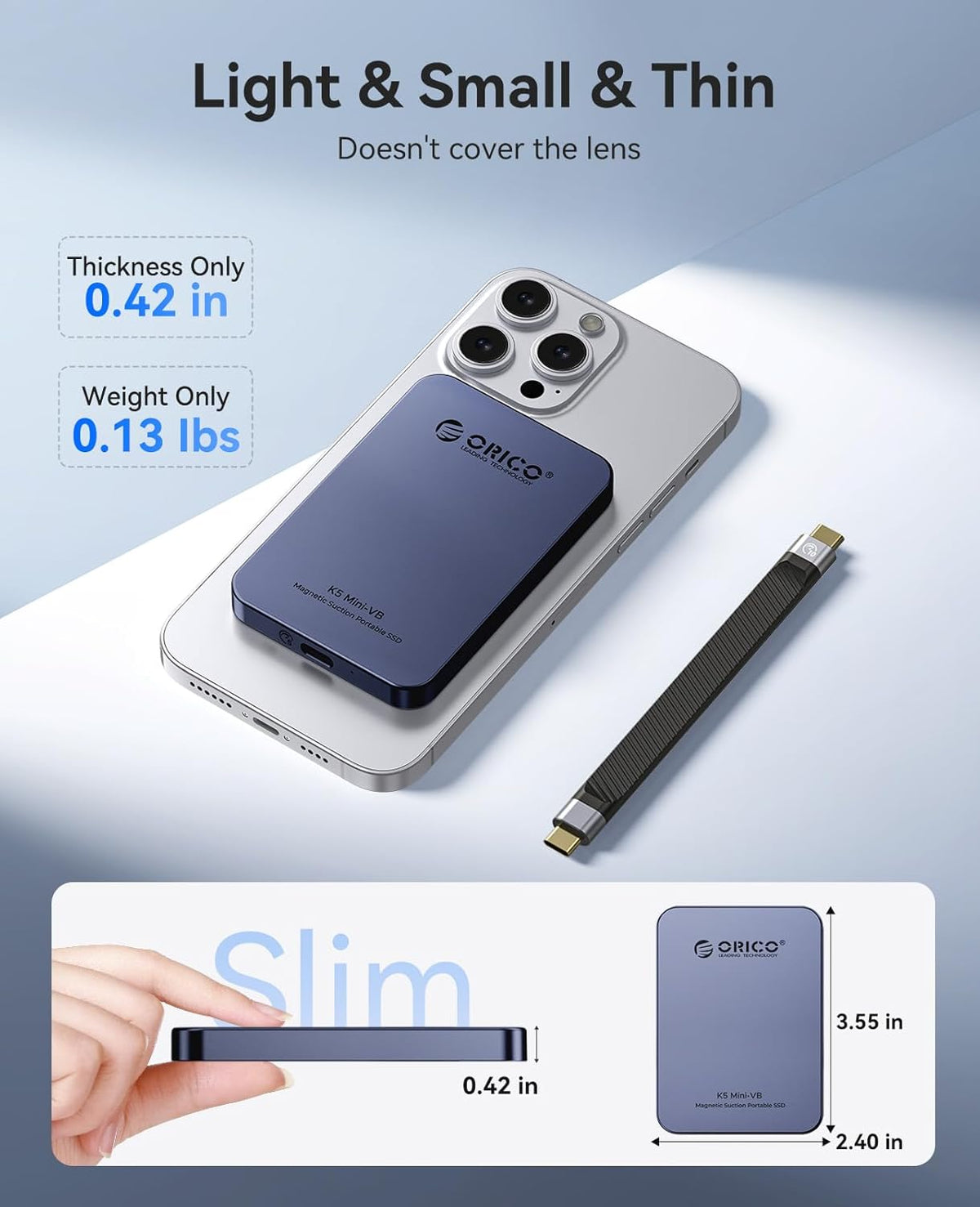 Magnetic Portable SSD 460MB/s – External Solid State Drive for Phone & Laptop