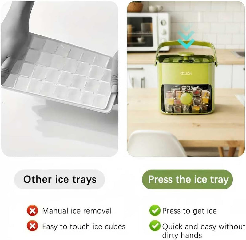 Ice Cube Tray with Lid and Storage Bin – 2-Pack Easy Release Ice Maker Set