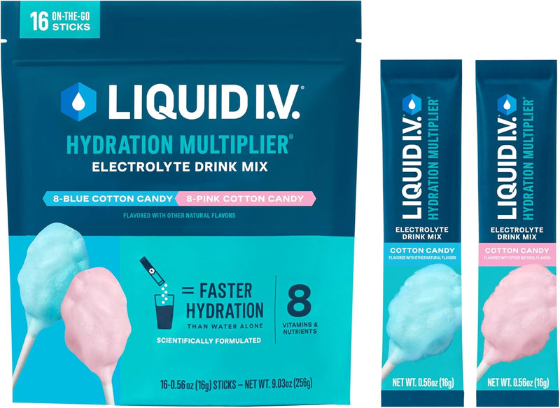 Liquid I.V. Hydration Electrolyte Drink Mix – Cotton Candy, 16-Count