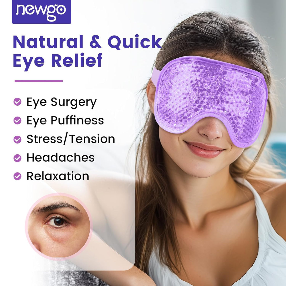 Gel Eye Mask for Puffy Eyes – Hot & Cold Reusable Cooling Eye Pad