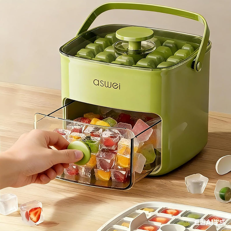Ice Cube Tray with Lid and Storage Bin – 2-Pack Easy Release Ice Maker Set
