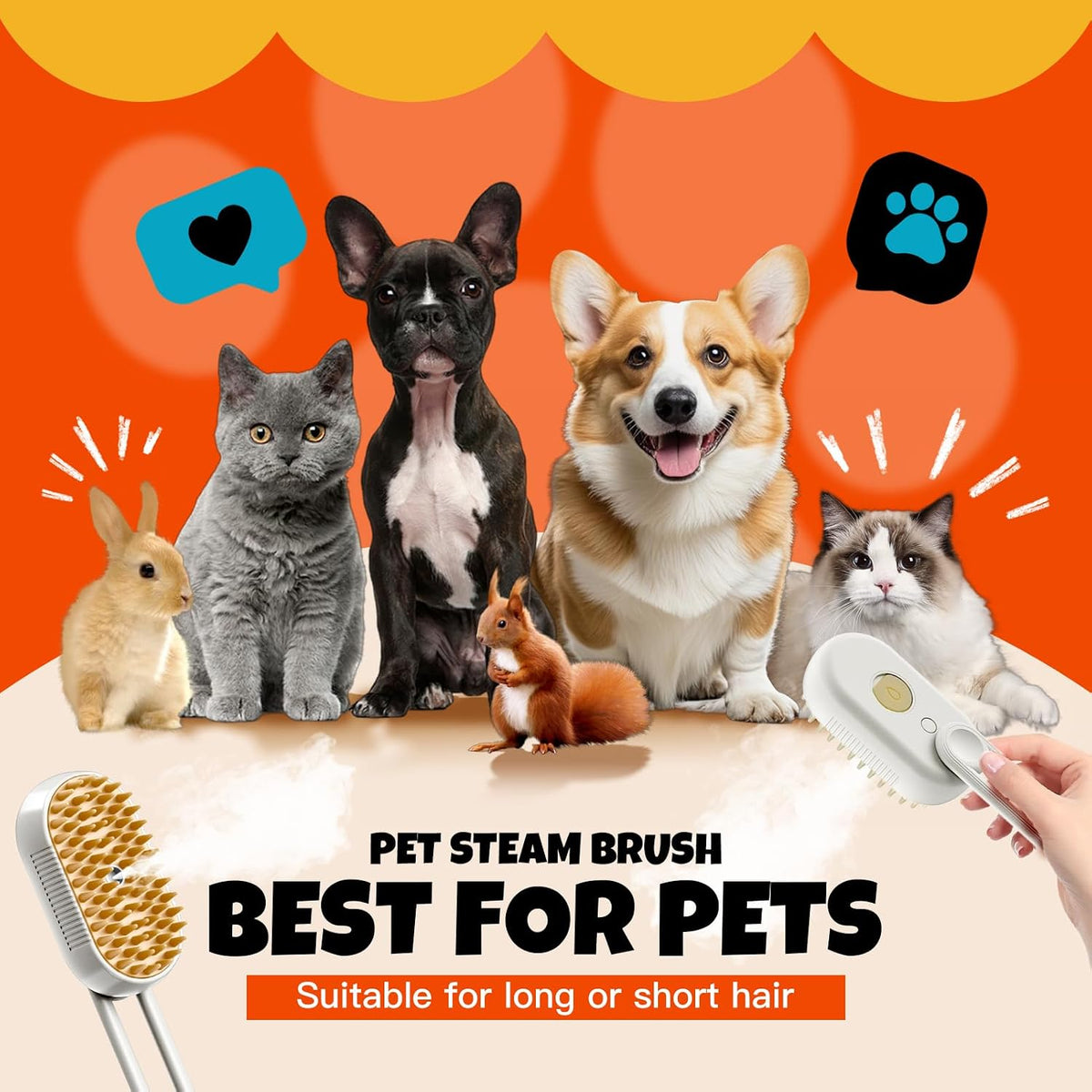 Steam Pet Grooming Brush – Rechargeable Deshedding Comb