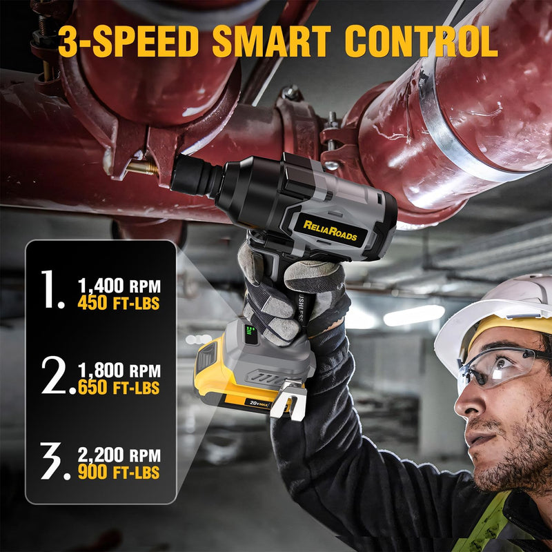 ReliaRoads 1/2" Cordless Impact Wrench – 900 Ft-lbs DeWalt