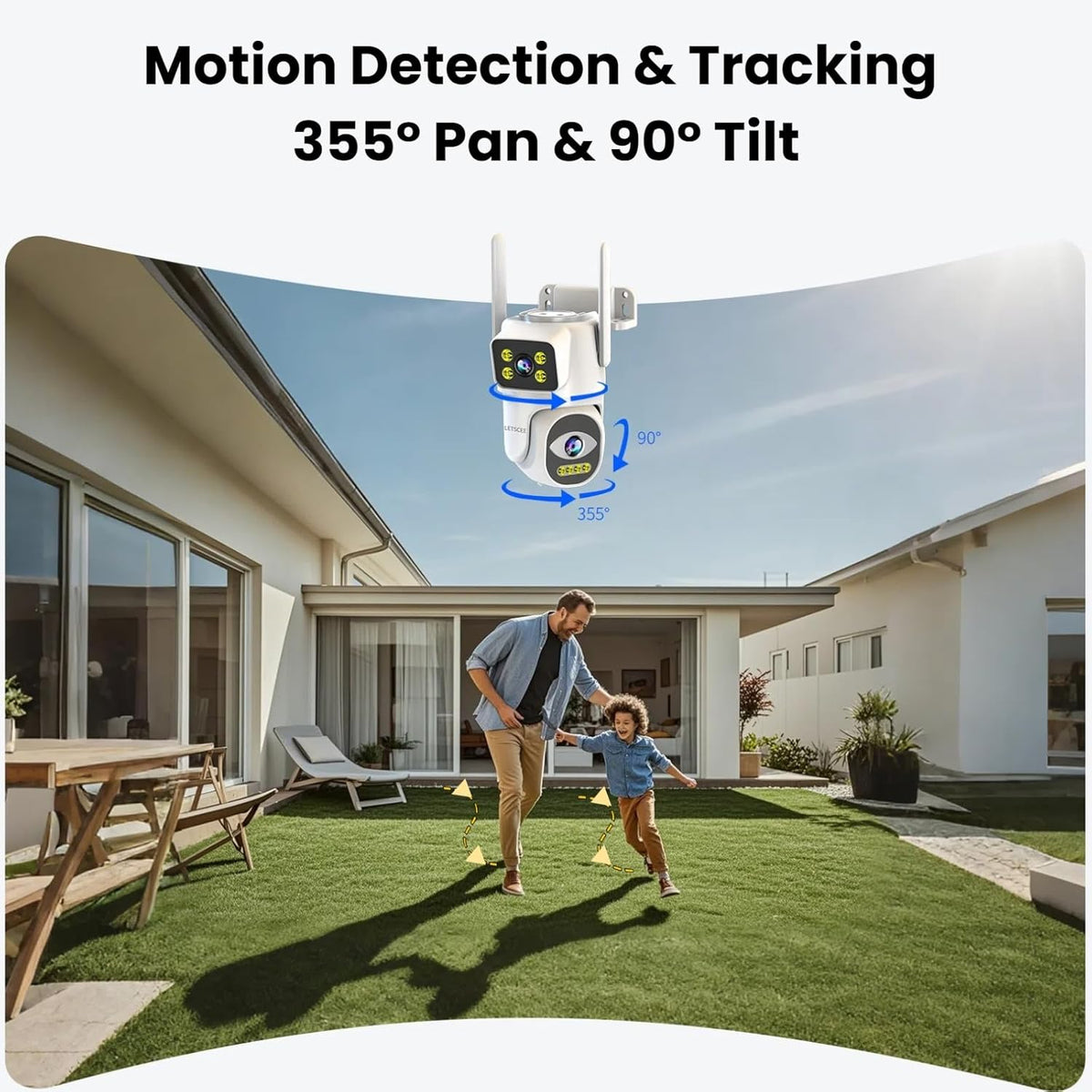 4G Security Camera Outdoor | Dual Lens PTZ with Color Night Vision & 2.5K HD