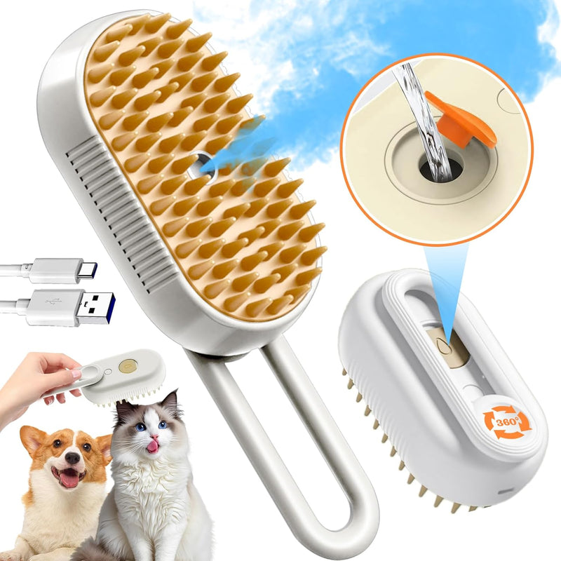 Steam Pet Grooming Brush – Rechargeable Deshedding Comb