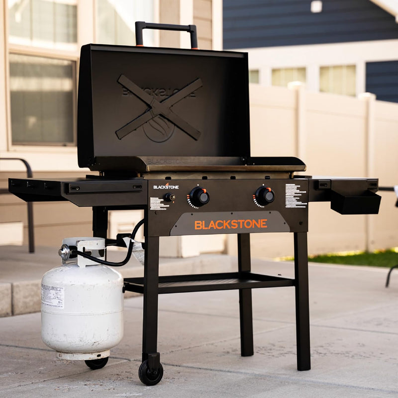 Blackstone 28" Outdoor Griddle with Built-in Hood & Caster Wheels – Black