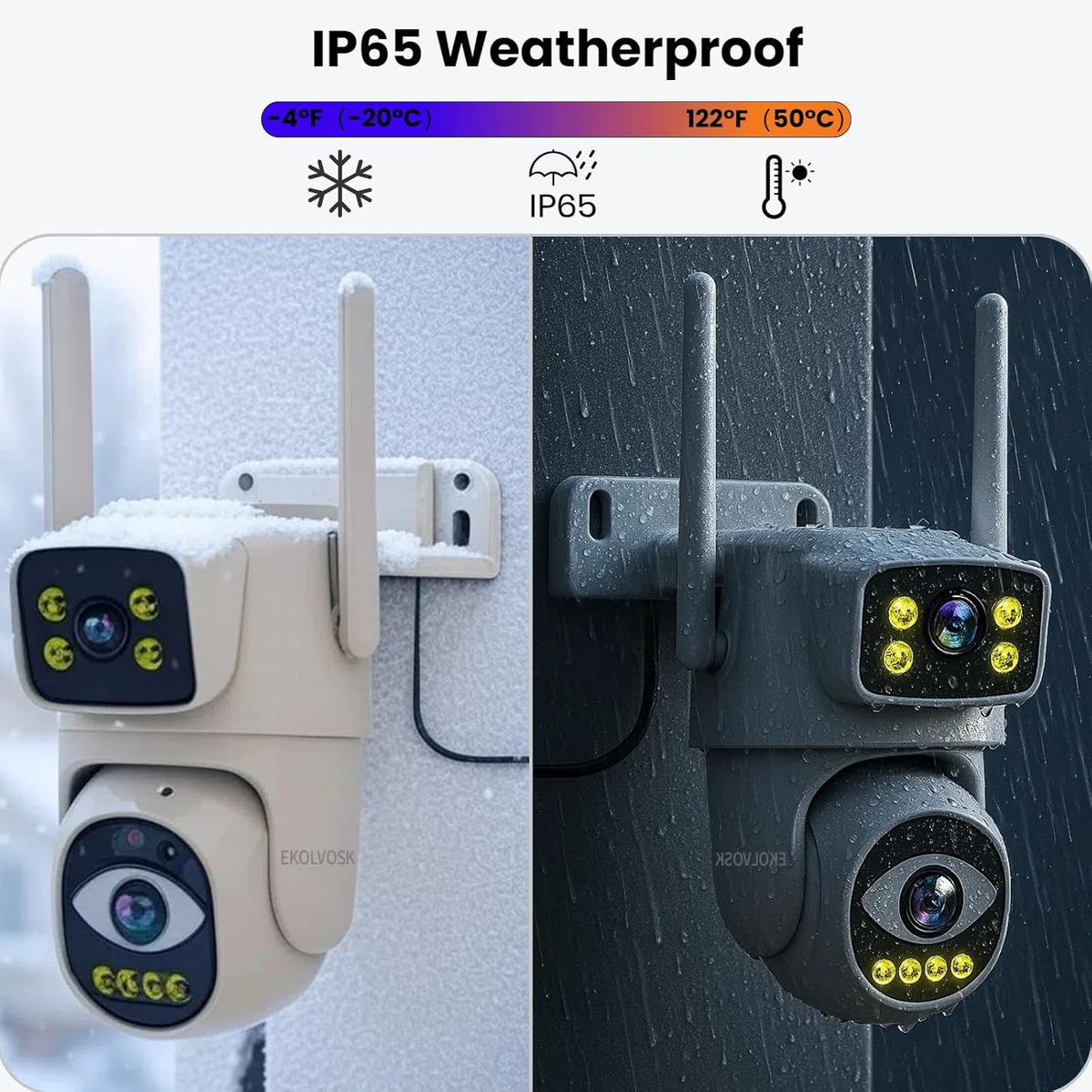 4G Security Camera Outdoor | Dual Lens PTZ with Color Night Vision & 2.5K HD
