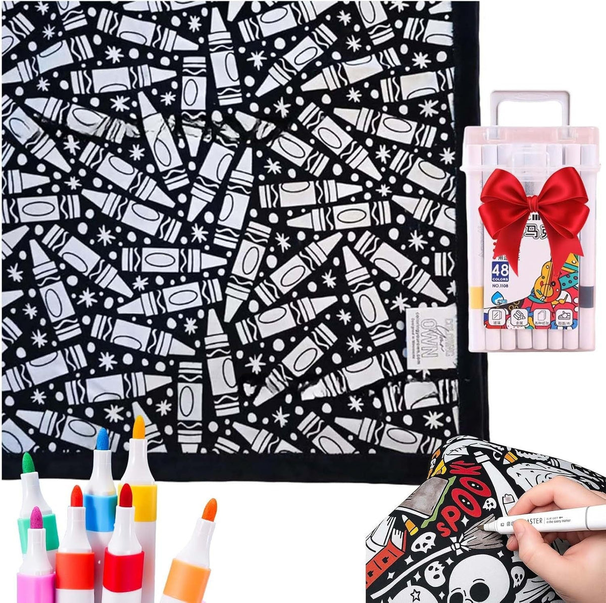 DIY Coloring Blanket with Washable Markers for Kids