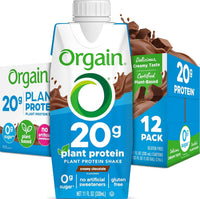 Orgain Organic Vegan Protein Shake – Chocolate, 11 oz, 12-Pack | 20g Plant Protein