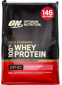 Optimum Nutrition Gold Standard 100% Whey Protein Powder – Delicious Strawberry, 10 Pound