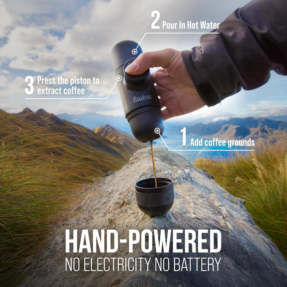 Portable Espresso Maker | Hand-Powered Manual Travel Coffee Machine