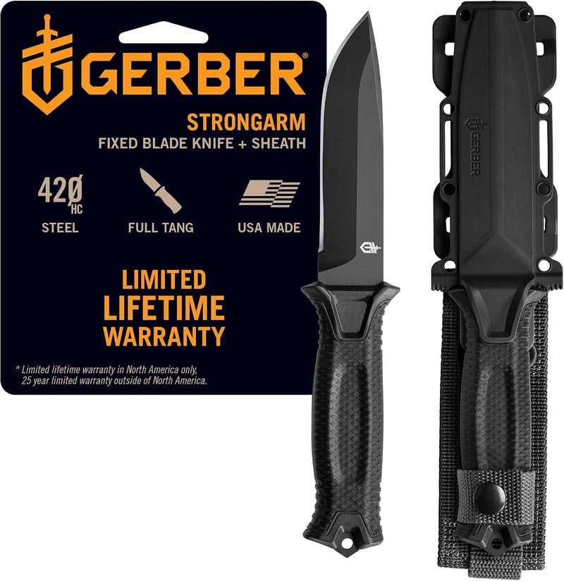 Gerber StrongArm Fixed Blade Survival Knife – Black