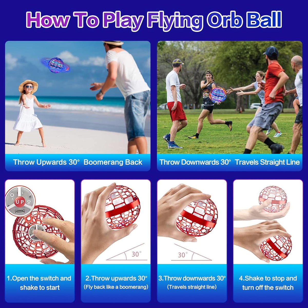 Flying Orb Ball Toy – Hand-Controlled LED Boomerang Hover Ball for Kids