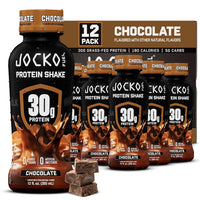 Jocko Fuel High Protein Shake – Chocolate, 12 fl oz, 12-Pack | 30g Grass Fed Protein