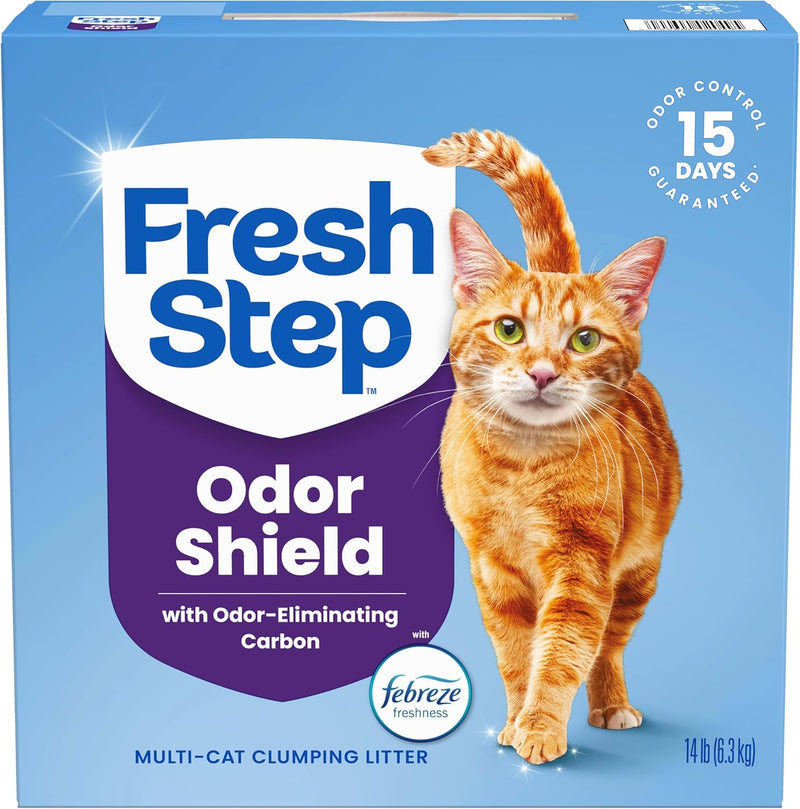 Fresh Step Odor Shield Multi-Cat Clumping Cat Litter 14 lb – Febreze Freshness & Ammonia Block Technology