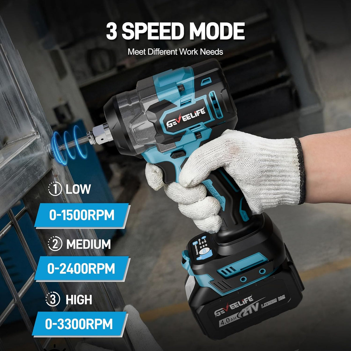 Cordless Impact Wrench 1/2" – 650Nm 2 Batteries & Sockets