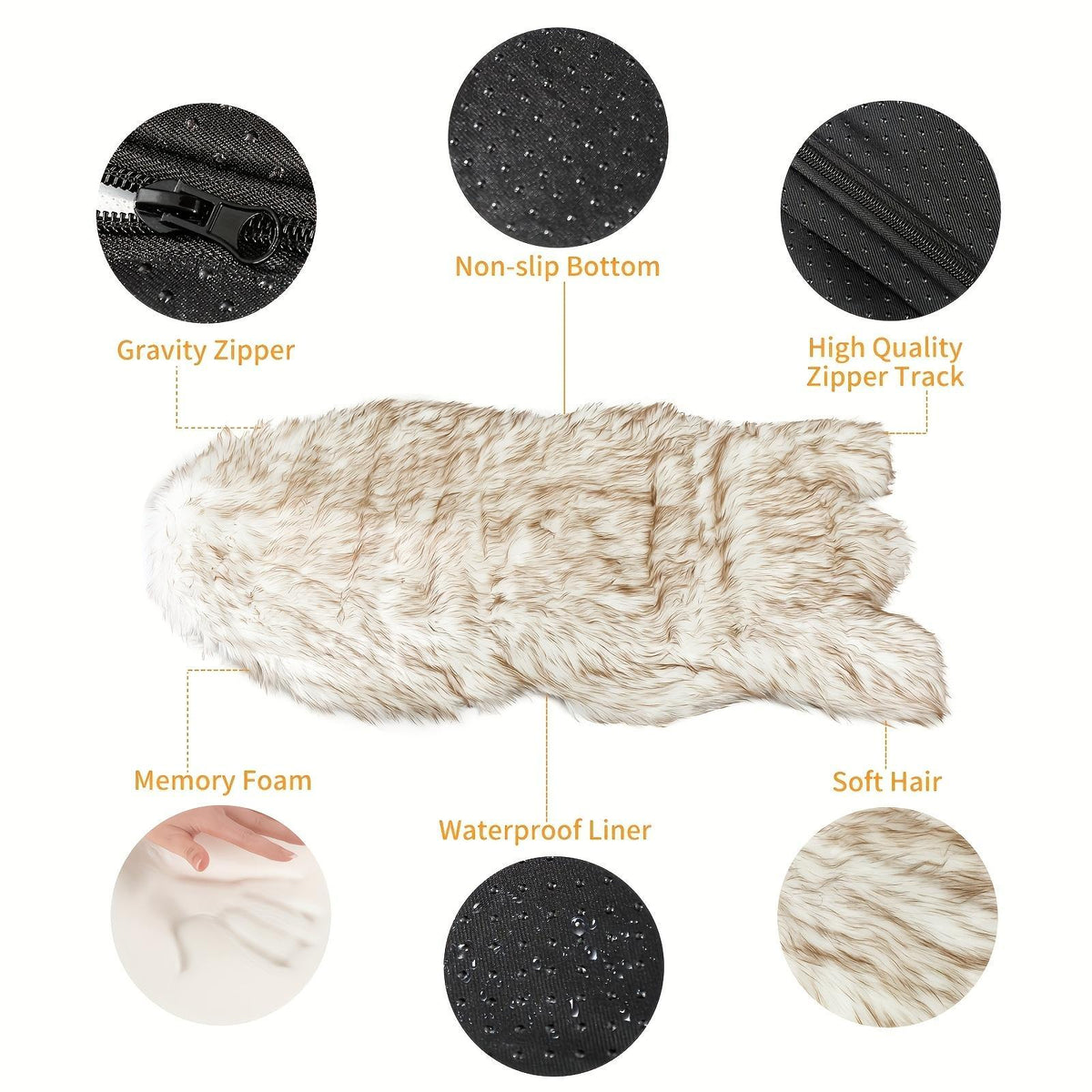 Luxury Faux Fur 5 Inches Thick Super Soft Memory Foam Dog Bed With Soft Removable Orthopedic Dog Bed Cover And Waterproof Liner