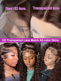 Chocolate Brown Deep Wave Lace Front Curly Wigs