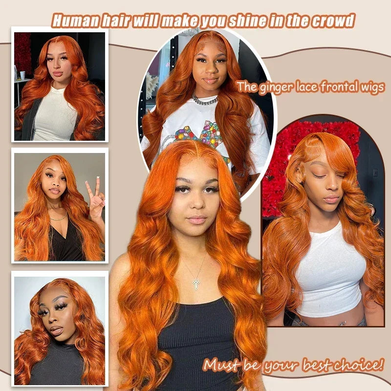 Ginger Orange Lace Front Human Hair Wigs
