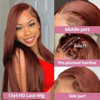 Bone Straight Chocolate Brown Human Hair Wigs