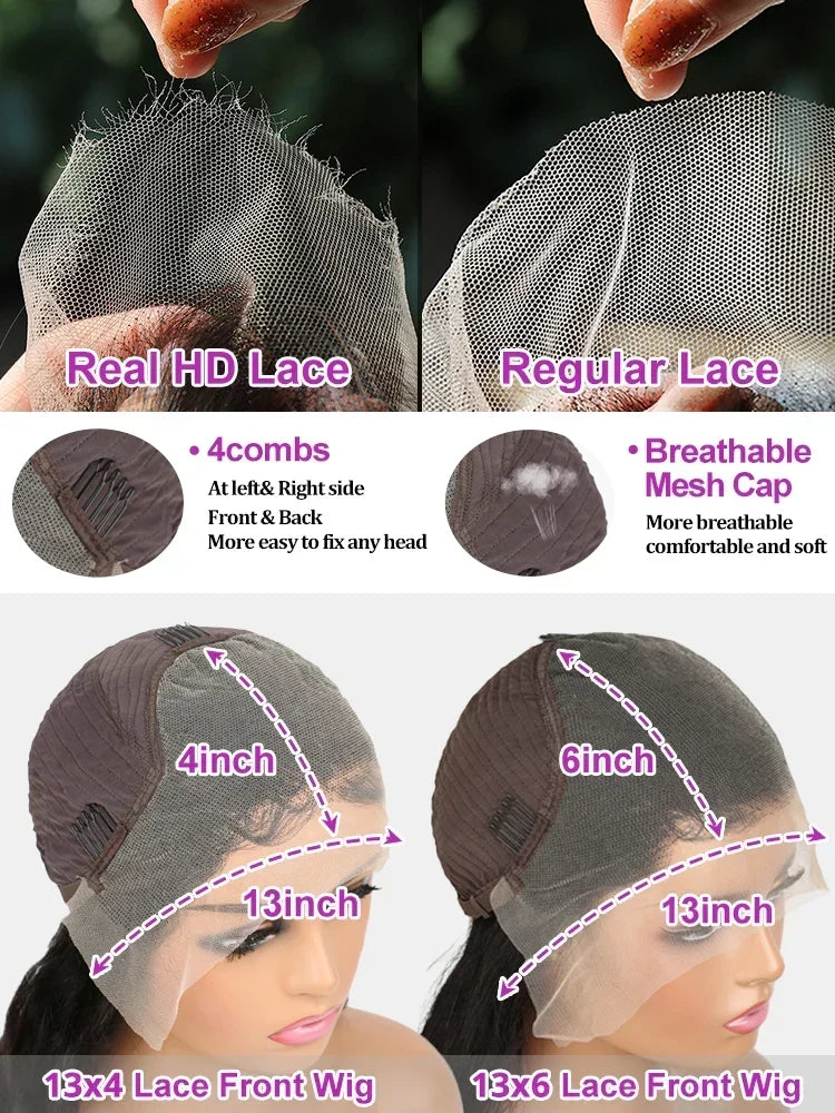 Deep Wave Hd Lace Front Human Hair Curly Wigs