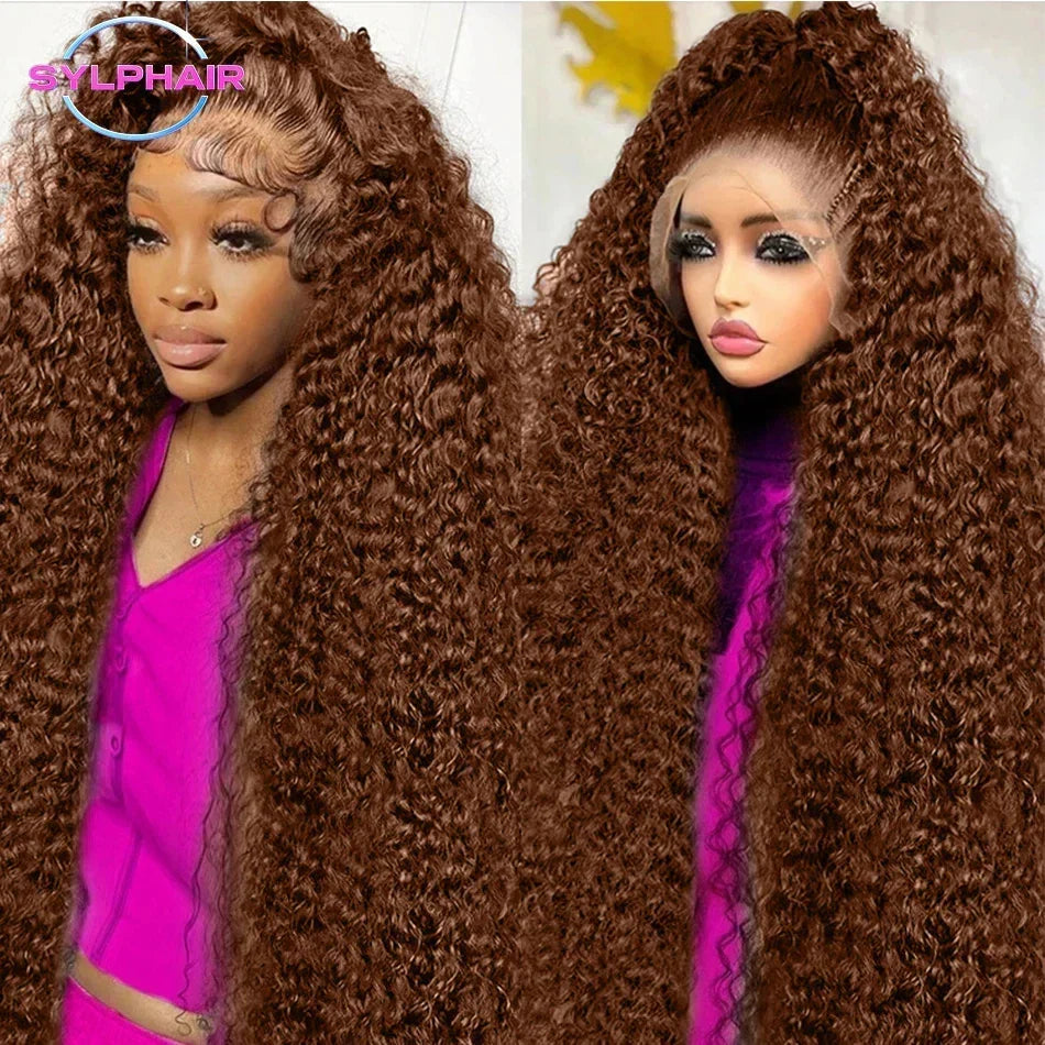 Chocolate Brown Hd Lace Frontal Human Hair Wigs