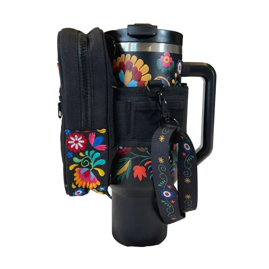 Mexican Embroidery 40oz Insulated Tumbler with Straw