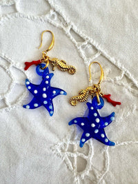 Big Starfish Small Goldfish Seahorse Coral Earrings Stainless Steel Material