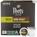 Peet's Coffee, Dark Roast Decaf Keurig K-Cup Pods - Decaf House Blend 88 Count (4 Boxes of 22 K-Cup Pods)