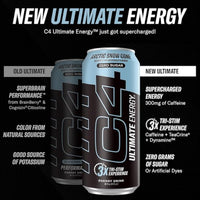 C4 Ultimate Sugar Free Energy Drink 16oz (Pack of 12) | Arctic Snow Cone | Pre Workout Performance Drink with No Artificial Colors or Dyes