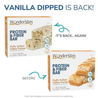 Wonderslim High Fiber Protein Bars, Salted Toffee Pretzel | 15g Protein, 7g Fiber | Low Sugar, Low Carb | Healthy Indulgence | Satisfying, Supports Energy & On-the-Go Convenience, 7 Pack