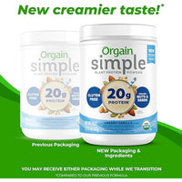 Orgain Organic Simple Vegan Protein Powder, Vanilla - 20g Plant Based Protein, Made with less Ingredients, No Artificial Sweeteners, Gluten Free, No Dairy or Lactose, 1.25 lb (Packaging May Vary)