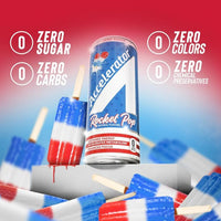 Accelerator Active Energy Drink Sugar Free Zero Carbs, Rocket Pop 12oz can(12 pack) Enhanced Focus & Sustained Energy from 100% Natural Caffeine (200mg), Ashwagandha, Coq10 & Green Tea Extract