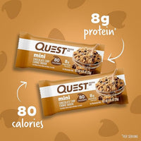 Quest Nutrition Mini Chocolate Chip Cookie Dough Protein Bars, 8g Protein, 1g Sugar, 2g Net Carbs, Gluten Free, 14 Count
