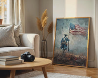 Revolutionary War Soldier Print, Impressionist American Flag Art