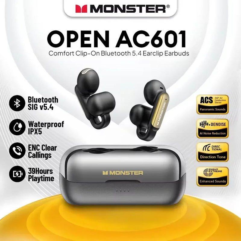 Monster AC601 Open-Ear Wireless Earbuds – 39H Battery